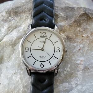 Timex T2N685 Indiglo Watch White Dial Black Strap Classic Quartz Women’s Style
